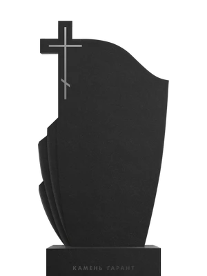 Православный памятник с геометричной формой и крестом из черного гранита